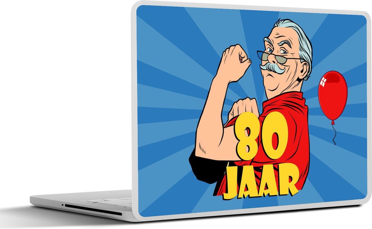 Laptop sticker - 10.1 inch - Verjaardag - Man - 80 Jaar - 25x18cm - Laptopstickers - Laptop skin - Cover