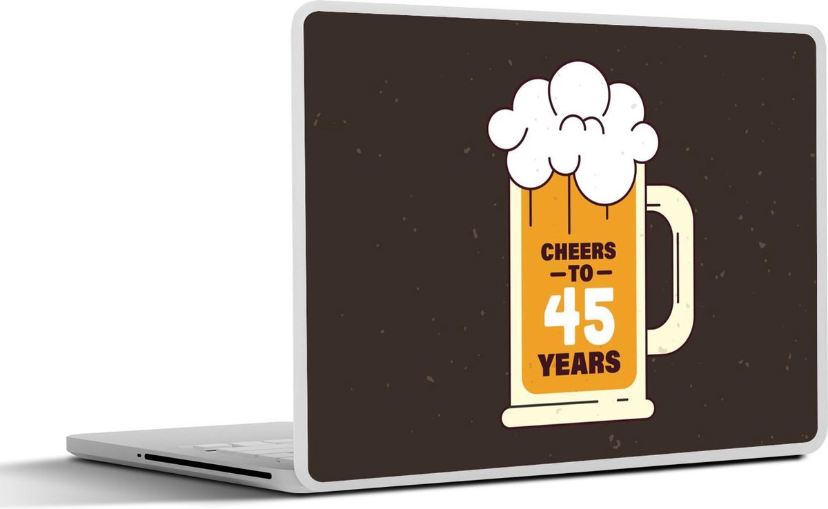 Laptop sticker - 14 inch - Feest - 45 Jaar - Jubileum - Bier - 32x5x23x5cm - Laptopstickers - Laptop skin - Cover