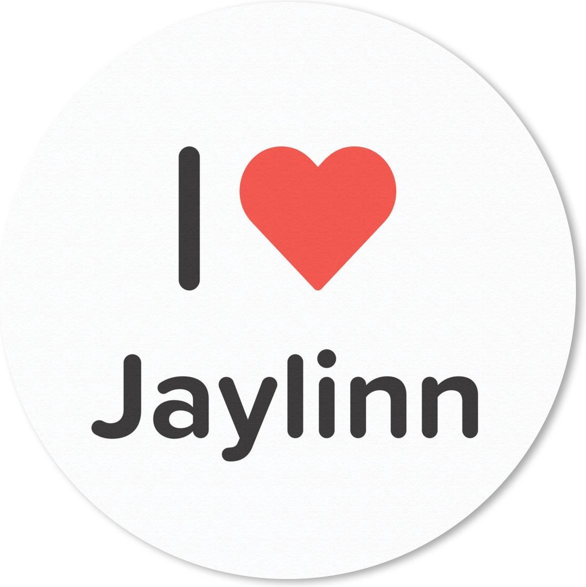 Muismat rond 20x20 cm - Mousepad I love - Jaylinn - Meisje - Ronde muismatten