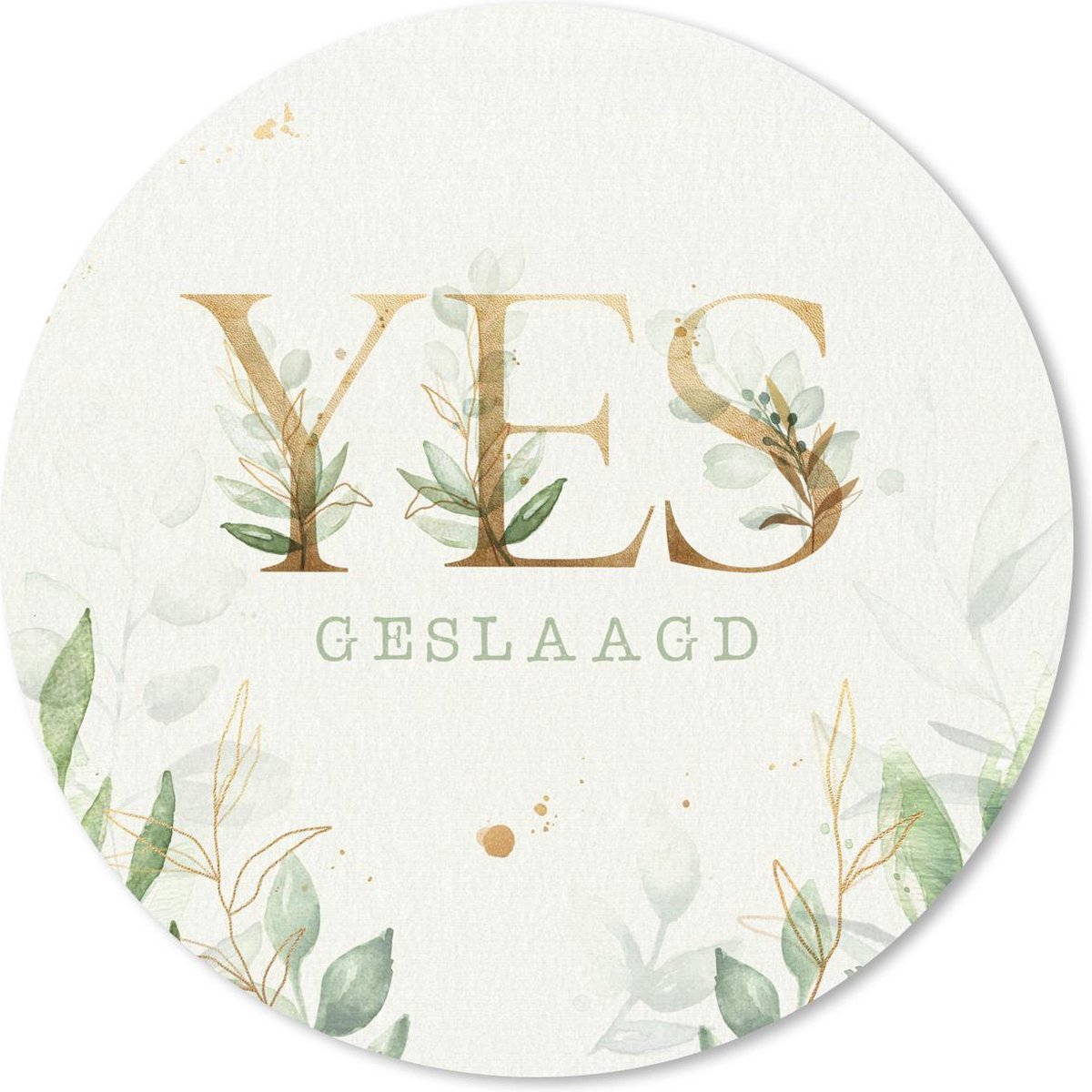 Muismat rond 40x40 cm - Mousepad 'Yes, geslaagd' - Spreuken - Quotes - Bladeren - Ronde muismatten