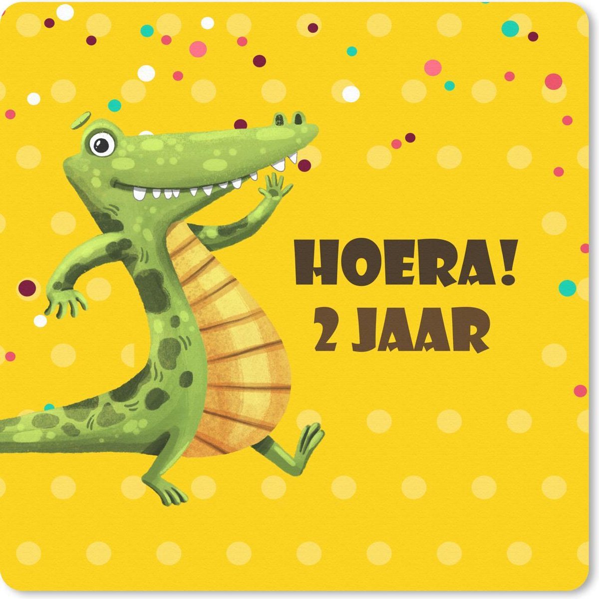 Muismat 30x30 cm - Mousepad Verjaardag kind - 2 jaar - dinosaurus - Muismatten