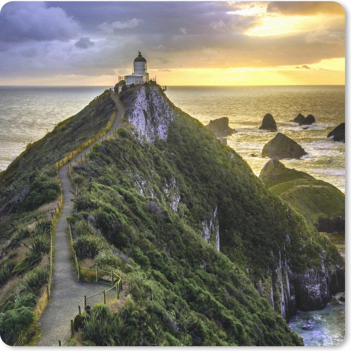 Muismat 20x20 cm - Mousepad Nieuw-Zeeland - Weg - Toren - Muismatten