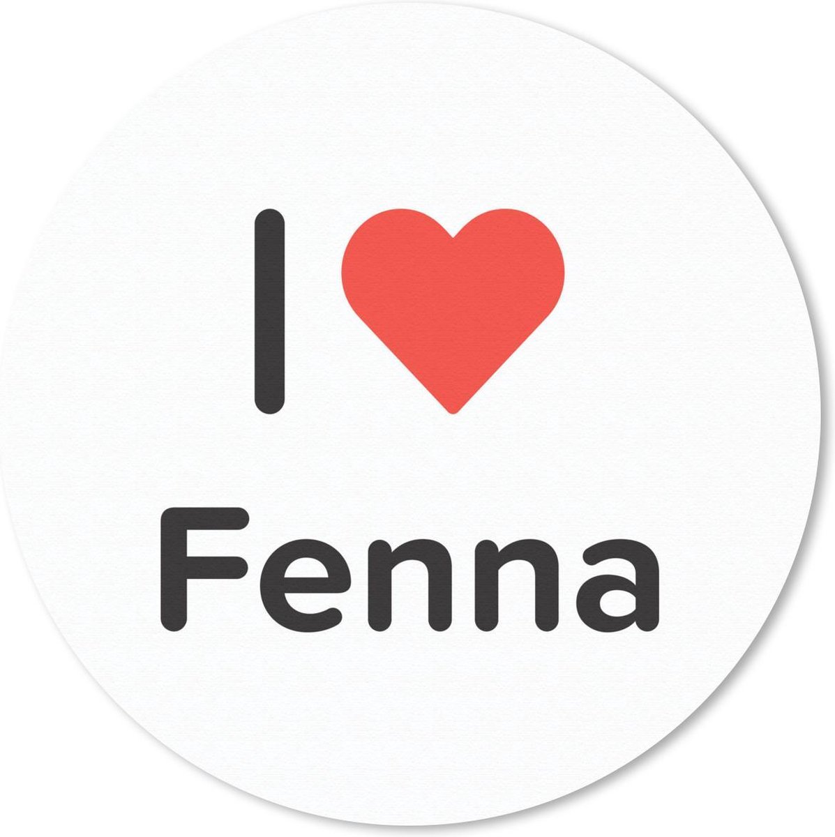 Muismat rond 20x20 cm - Mousepad I love - Fenna - Meisje - Ronde muismatten