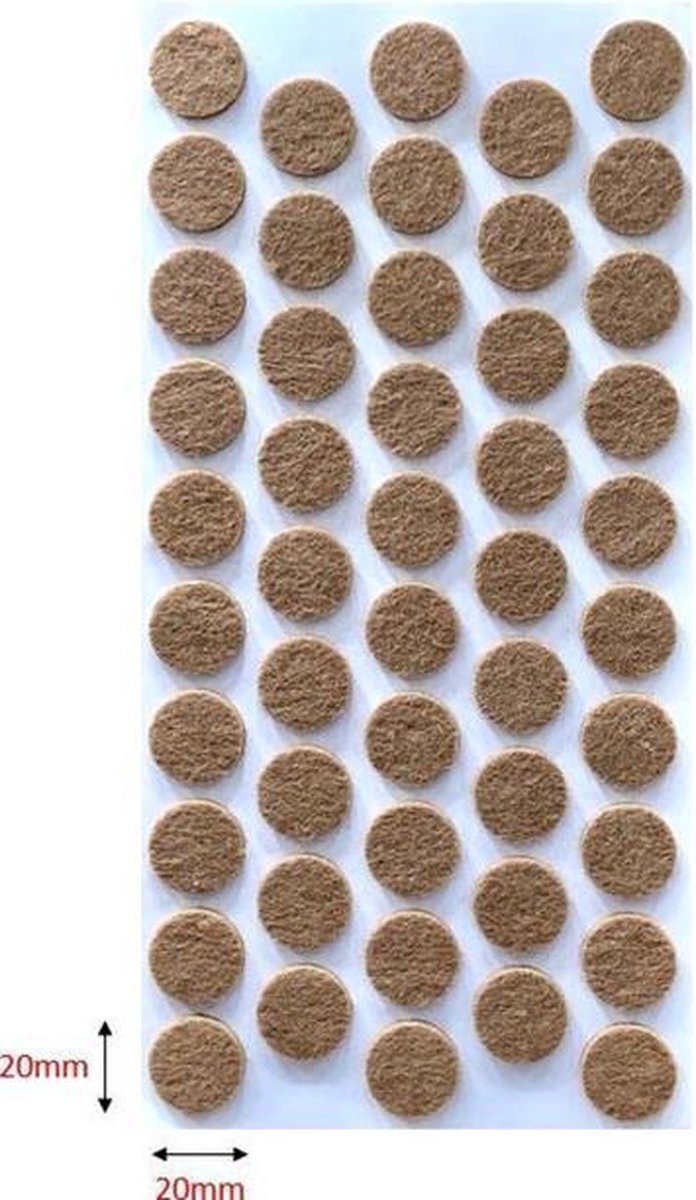 FSW-Products - Zelfklevend meubelvilt - Meubelonderzetters - Viltjes - Vilt voor meubels - Anti-kras vilt - 48 Stuks - Stof - Rond / 2 cm dia - Bruin