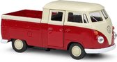 Volkswagen T1 Double Cabin Pick-Up (Rood/Wit) (10 cm) 1/34 Welly - Modelauto - Schaalmodel - Miniatuurauto