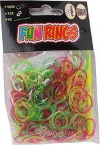 Fun Rings armband vlechten geel/groen/paars 313-delig