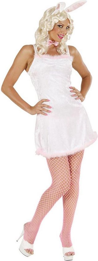 Widmann - Hoer & Stripper & Bunny & Playboy Kostuum - Sexy Bunny Manson Kostuum Vrouw - Wit / Beige - Medium - Carnavalskleding - Verkleedkleding