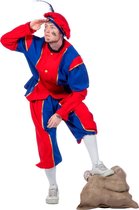 Piet Kostuum | Blauw-Rode Piet Bi-Stretch | Man | Maat 56 | Sinterklaas | Verkleedkleding