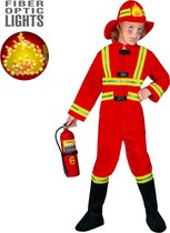 Brandweer Kostuum | Stoere Brandweerman, Fiberoptisch Kostuum Jongen | Maat 128 | Carnaval kostuum | Verkleedkleding