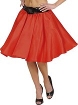 Widmann - Rock & Roll Kostuum - Satijnen Rokje Met Petticoat, Rood Vrouw - Rood - One Size - Carnavalskleding - Verkleedkleding