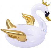 opblaasdier zwaan 115 x 120 cm vinyl wit/goud