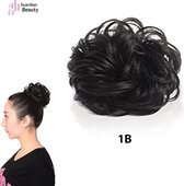 Messy Haarstuk Bun #1B | Haar wrap extension | Messy Hair Bun - 40 Gram