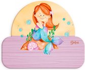 naambord zeemeermin meisjes 12 x 17 cm hout roze