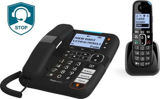 Amplicomms BT1580 Combo bureau en draadloos telefoon groot lcd display foto 5