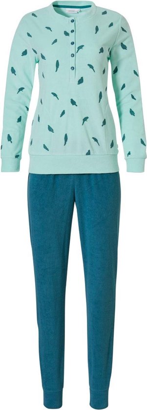 Hiel Uitsteken neerhalen Pastunette dames pyjama Badstof - Green Feather - 48 - Turquoise | bol.com