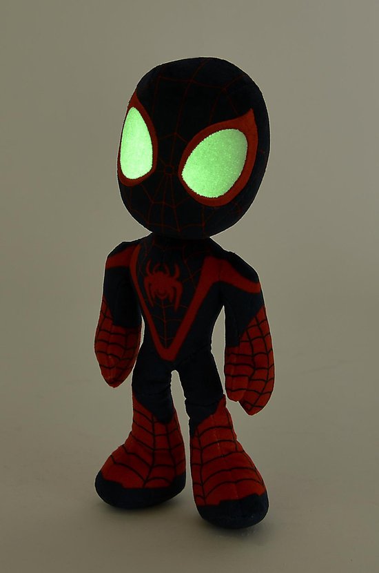 Disney - Spiderman - Miles Morales Glow in the Dark Eyes - 25cm -  Alle leeftijden - Knuffel