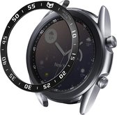DrPhone BR1 Metalen RVS Bezel Ring – Randbeschermer - Geschikt voor Samsung Galaxy Watch 3 45 mm - Anti-kras - Zwart