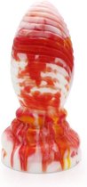 Kiotos Monstar Buttplug Beast 6 - 16.5 x 6.5 cm - tie dye oranje/wit/rood