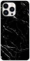 ADEL Siliconen Back Cover Softcase Hoesje Geschikt Voor iPhone 13 Pro Max - Marmer Zwart