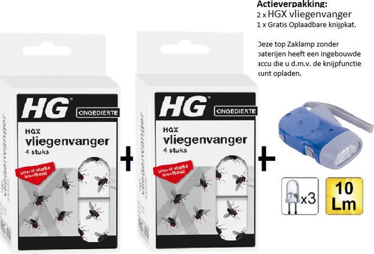 HGX vliegenvanger - 2 stuks + Knijpkat/Zaklamp