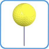 Golfbal dimple tee marker inclusief stalen pin – personaliseerbaar – geel – 6 stuks