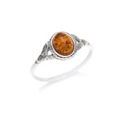 Unieke- zilveren ring -met edelsteen - van Amber-maat 18