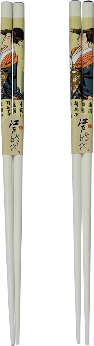 DongDong - Eetstokjes Japanse stijl - 2 paar - Geisha motief - 22,5 cm