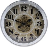 Clock Gear Grey 60 cm diameter - draaiende tandwielen - radar geluidloos - klok - horloge - landelijk - industriestijl - industrieel - cadeau - geschenk - kerst - nieuwjaar - verjaardag - gif