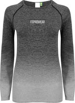 FitProWear Naadloos Stretch Sportshirt Lange Mouwen Ibiza Dames - Grijs - Maat L - Sportkleding vrouwen - Sportshirt lange mouw - Nylon - Polyester - Long sleeve - Slim Fit - Getai