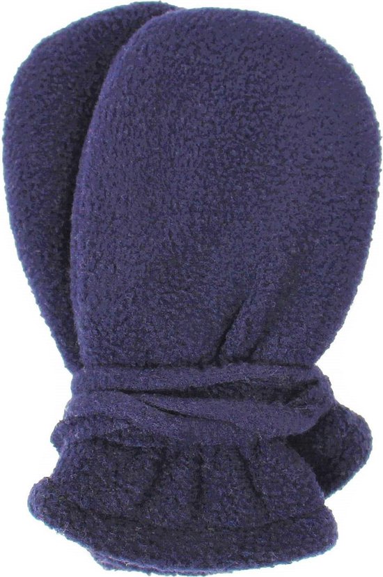 Baby Fleece winter wantjes met koord Navy (3-18 mnd) - handschoenen - Merkloos