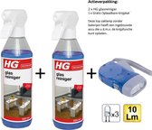 HG glasreiniger - 2 stuks + Zaklamp/Knijpkat