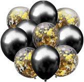 15 stuks Black magic assortiment grote ballonnen - Nedville Collectie - party ballonnen - verjaardag - feestje - 36 cm lang - hoge kwaliteit bio afbreekbaar latex - voor helium, lucht, etc.