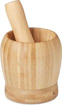 Vijzel met stamper van bamboe - Vijzels - Vijzel en stamper - Vijzel bamboe - Stamper voor vijzel - Keukengerei - Keuken accessoires - Keuken spullen - Keuken artikelen - Keuken gereedschap -