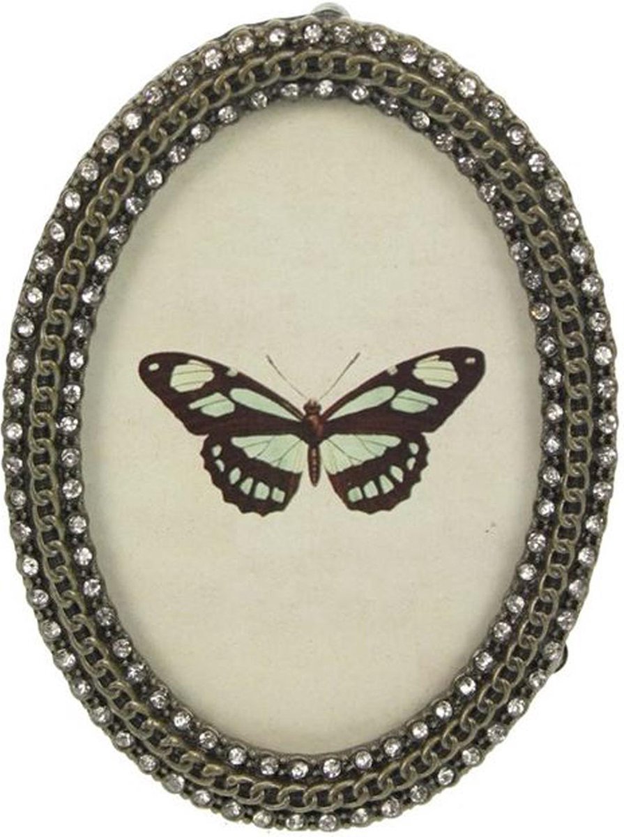 AL Fotolijst - Ovaal - Strass - 6 x 9 cm zilver