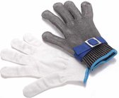 Winkrs - Oester handschoen maat L + oestermes | Snijwerende slagershandschoen 100% RVS