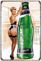 Retro Muur Decoratie uit Metaal Pinup Bier 20x30cm 3473