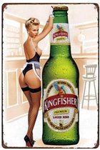 Retro Muur Decoratie uit Metaal Pinup Bier 20x30cm 3460