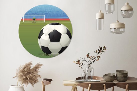 Une illustration d'un ballon de foot sur le terrain dans le stade Cercle  mural... | bol.com