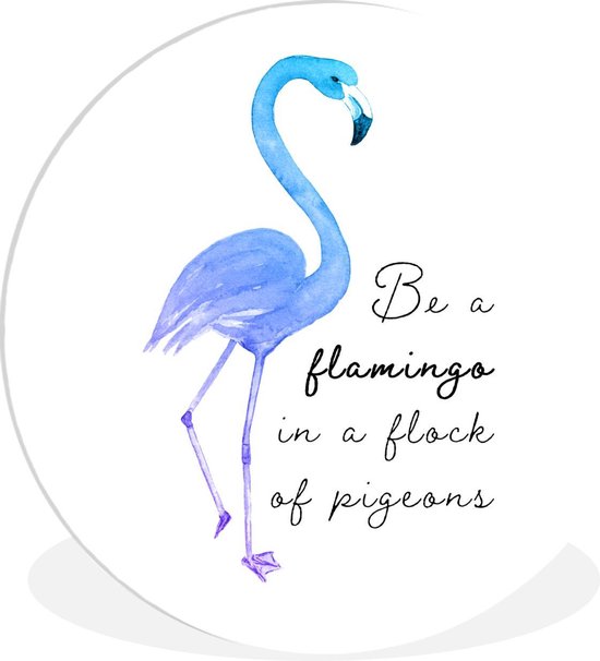 Wall Circle - Wall Circle Indoor - ⌀ 140 cm - Plastique - Flamingo - Aquarelle - Lettres - Blauw