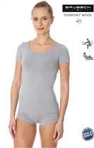 Brubeck Comfort | Dames Ondershirt Naadloos met Merino Wol - T-Shirt - Korte Mouw - Ash Grijs XL