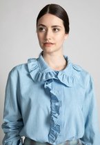 River Woods Denim blouse met ruffles in blauw