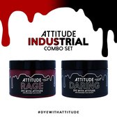 Attitude Hair Dye Semi permanente haarverf INDUSTRIAL Duo Combi set 2 potjes haarverf Zwart/Rood
