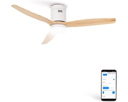 CREATE - Plafondventilator 40W silent Ø132 cm - Met Verlichting drie temperaturen - Met Wifi - Met Afstandsbediening - 6 Snelheden - Timer - Zomer/Winter functie - Wit - WIND CALM