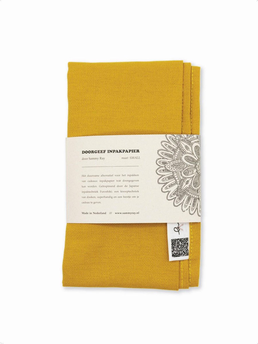 Doorgeef Inpakpapier - Furoshiki - Duurzaam cadeau - Geel - Size S