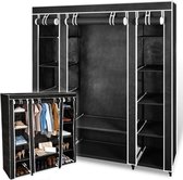 Gologi - Kledingkast - 176 cm - Opvouwbaar - Zwart - Garderobe kast - Stoffen Hangkast & Legkast