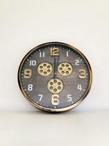 Clock Gear D. Brown 46 cm diameter - draaiende tandwielen - radar geluidloos - klok - horloge - landelijk - industriestijl - industrieel - cadeau - geschenk - kerst - nieuwjaar - v