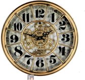 Clock Gear Copper 46 cm diameter - draaiende tandwielen - radar geluidloos - klok - horloge - landelijk - industriestijl - industrieel - cadeau - geschenk - kerst - nieuwjaar - verjaardag - g