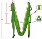Yoga hangmat - Groen - Aerial Yoga swing - Compleet systeem met 3 sets handgrepen - tot 300kg