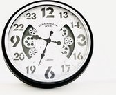 Clock Gear Black 50 cm diameter - draaiende tandwielen - radar geluidloos - klok - horloge - landelijk - industriestijl - industrieel - cadeau - geschenk - kerst - nieuwjaar - verj