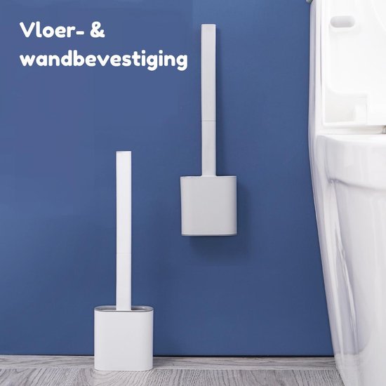 Siliconen WC Borstel met Houder - Flexibele Toiletborstel - Inclusief Ophangsysteem - Zwart - Merkloos